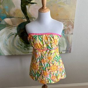 Lilly Pulitzer Spring Lillies Top size 6 lined removable straps y2k